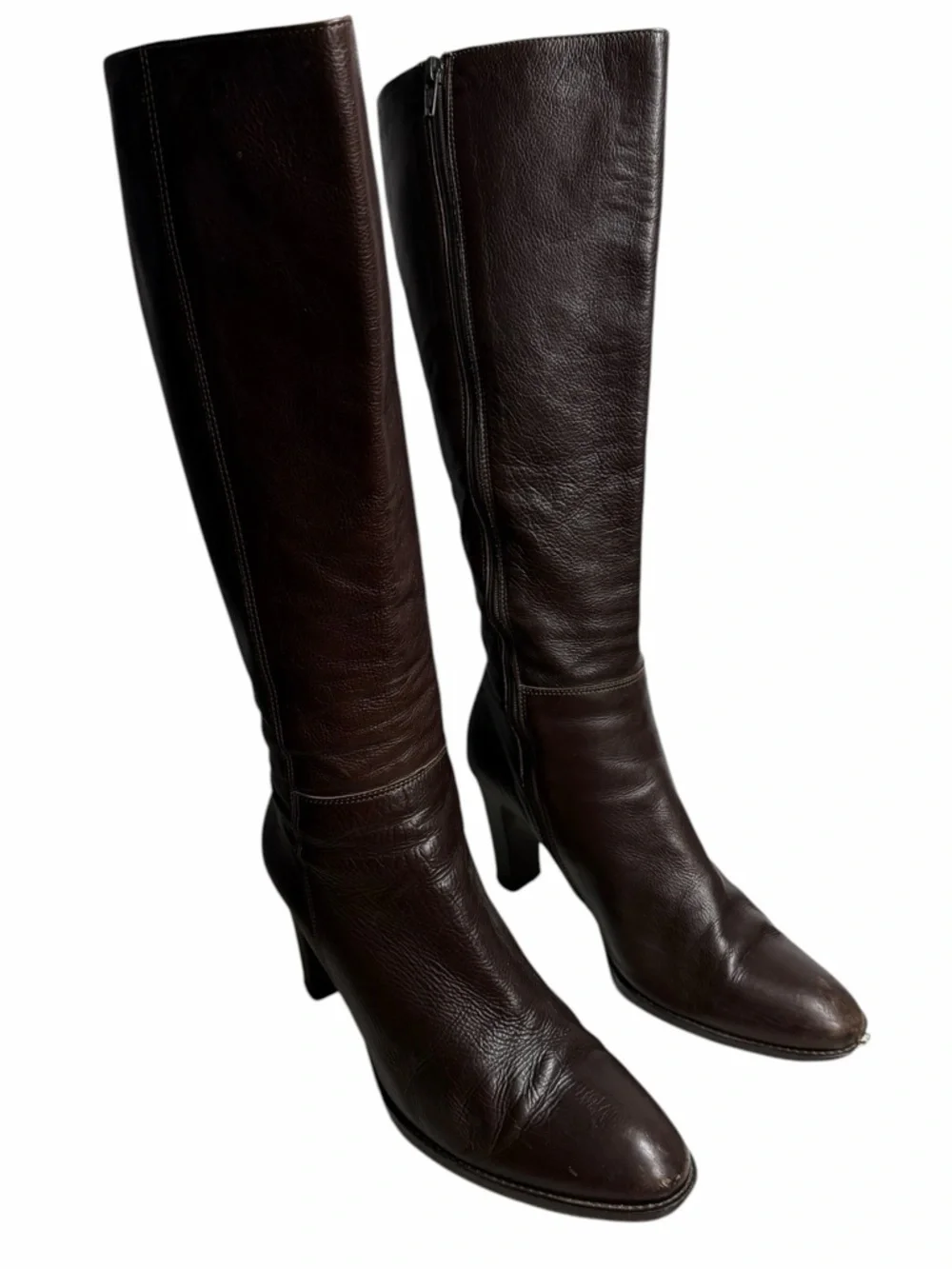 J. Crew Women’s Dark Brown Leather Knee-High Heeled Boots - Size 8 - Picture 7 of 14